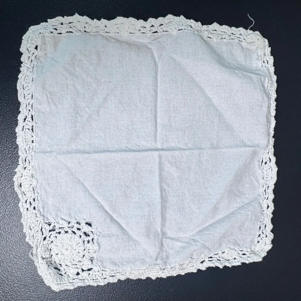 Vintage White Lace Doily Lot 6pc Crochet Linen Tatting Mixed Shapes Farmhouse
